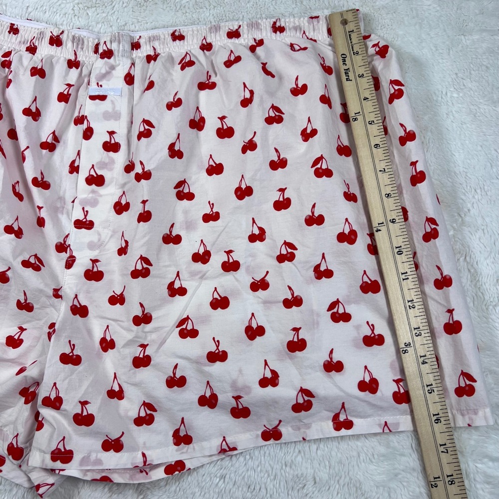 SKIMS Cherry Print Cotton Poplin Sleep Shorts White Red‎ Plus Size 4X NWOT - Picture 7 of 12